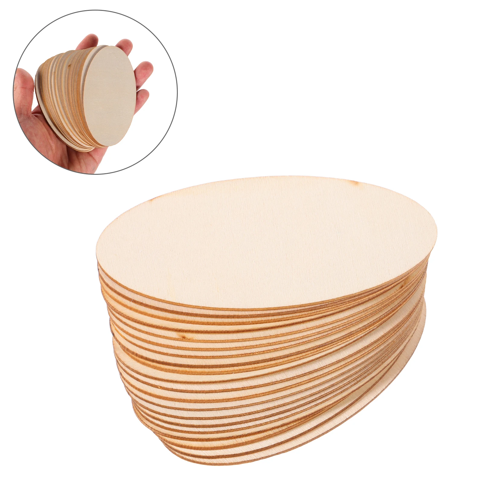 

20 Pcs Creative Teaching Wood Film Oval Craft Slices for Crafts Unfinished Wooden Cutouts DIY Small Supplies