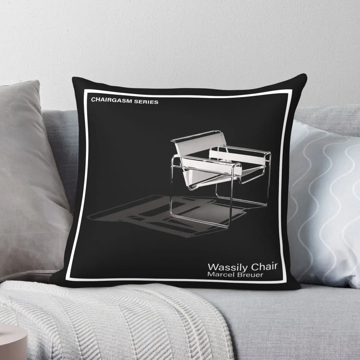 Marcel Breuer Chairgasm Series Wassily Chair Square Pillowcase Polyester Linen Velvet Printed Zip Decor Sofa Cushion Cover 45x45