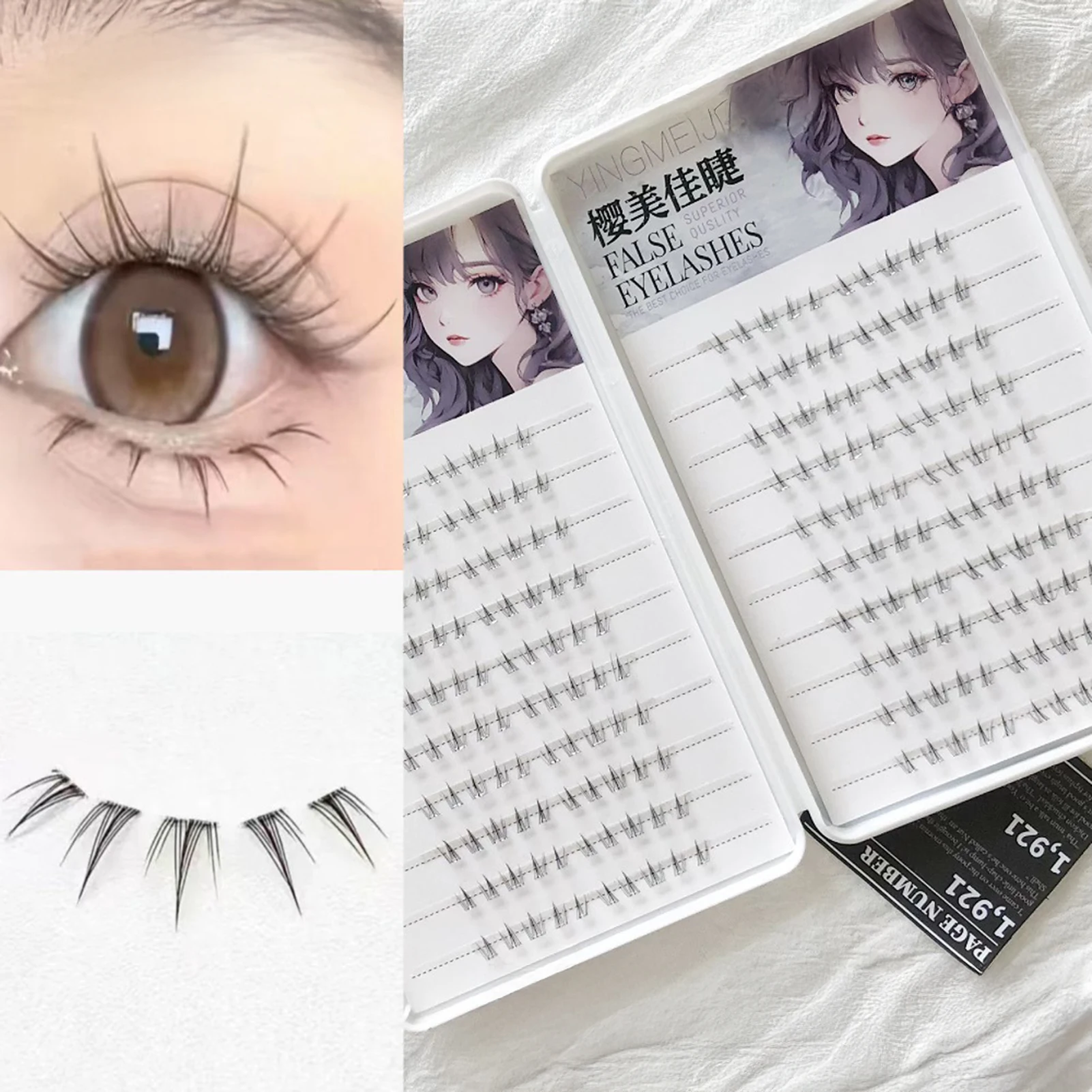 6/10/20 Reihen, kein Kleber, Sonnenblumen-Unterwimpern, natürliche individuelle Wimpernverlängerung, Cluster, tägliches Make-up, vergrößern Sie Ihre Augen – Detail 4