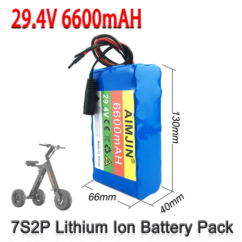 

7S2P 29.4V 6600mAh Battery Pack Rechargeable 18650 Lithium-ion Battery High Capacity Battery Built-in BMS