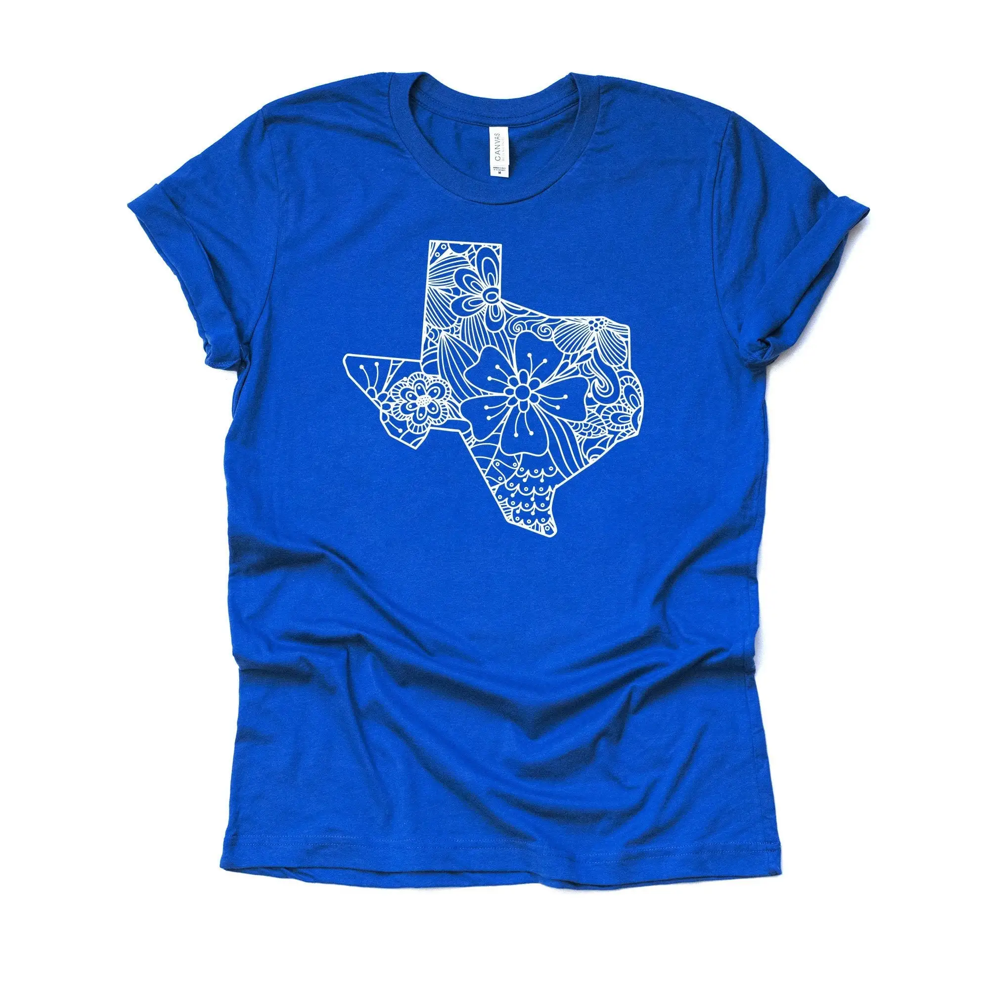 Texas T Shirt Flower Super Fun Mandala Design On Premium Bella Canvas Unisex 3 Color Choices Plus Sizes Available