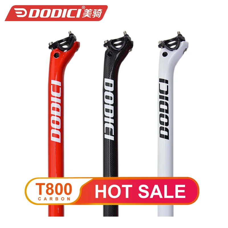 DODICI-Ultra Light Carbon Fiber Bicycle Seat Post, Mountain Bike, Road, Glossy T-800, 27.2, 30.8, 31.6x350, 400m, 3K