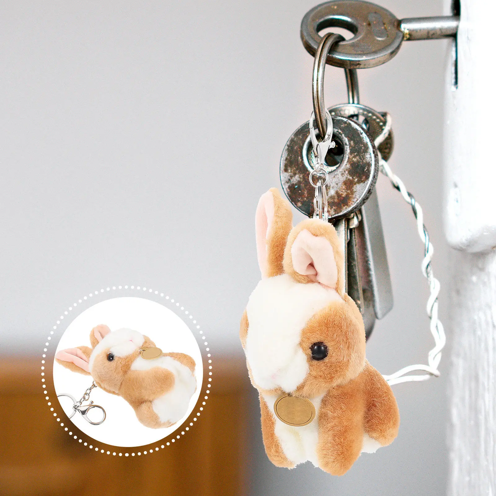 

Adorable Bunny Key Chain Pendant Kawaii Stuffed Rabbit Keyring for Purse Shoulder Bag Luggage Wedding Party Decoration Creative