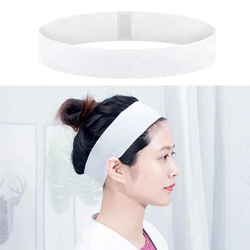 Non-Woven Hair Band Soft Spa Facial Headbands Stretch with Convenient Closure Disposable Women Girl Care Tools 100pcs/bag