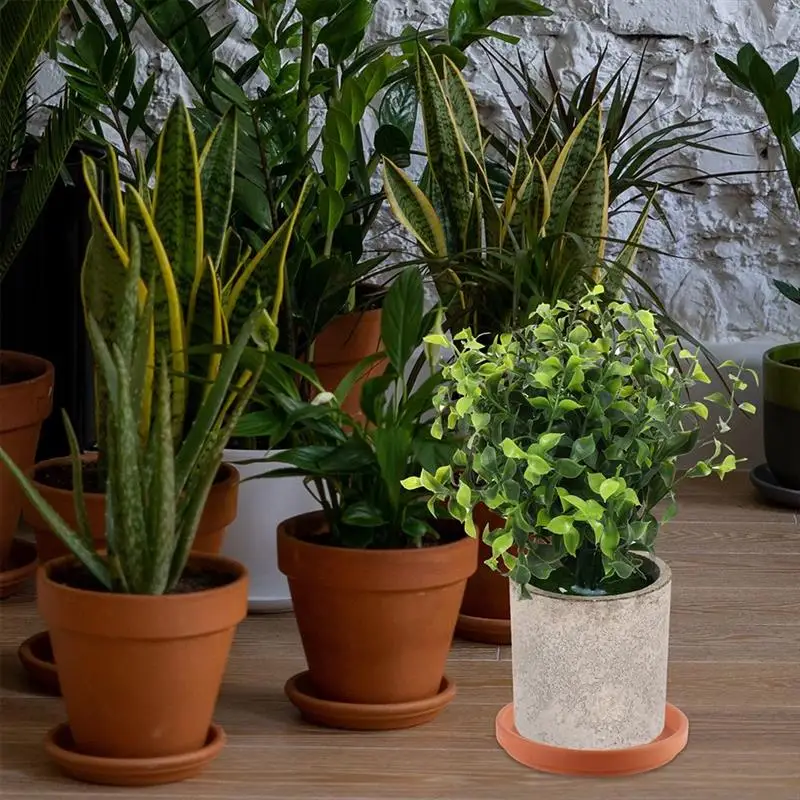 พืชหม้อถาดดอกไม้จานรอง Planter ถาดจานรองแผ่นกลมหยดเครื่องปั้นดินเผากระถางต้นไม้ในร่ม Terracotta กระถางดอกไม้สำหรับดินเซรามิค
