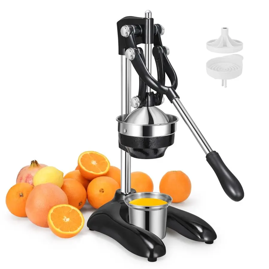 

XXL Cast Iron Juicer HandPress for Orange Lemon Lime Pomegranate Grapefruit Citrus with Dual Pattern amp Stainless Steel Cup, H