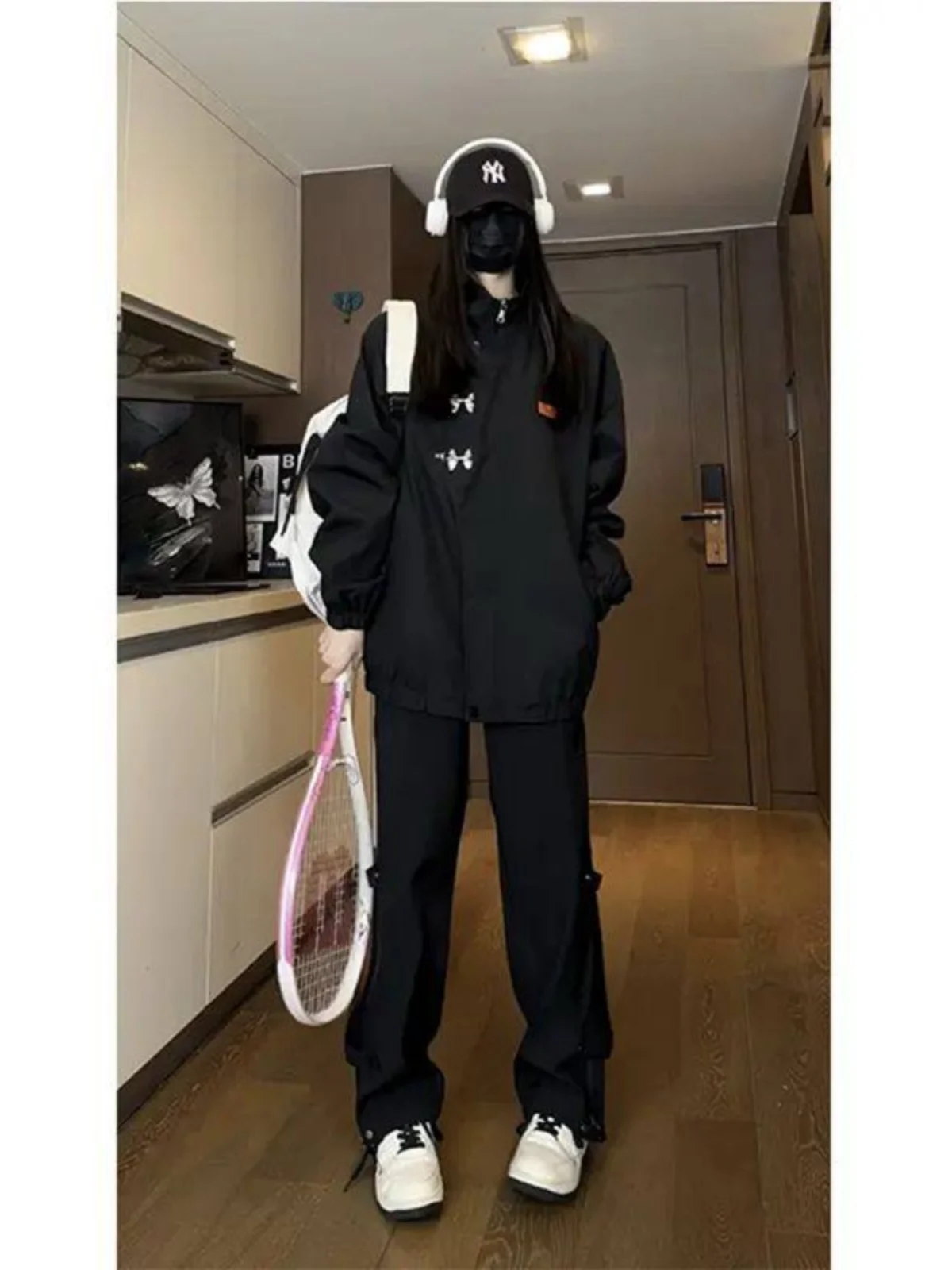 

New Chinese Sle Men's Bla Jaet ort Waterproof Stand Collar Workwear Coat Spring Autumn Faionable Youth Polyester