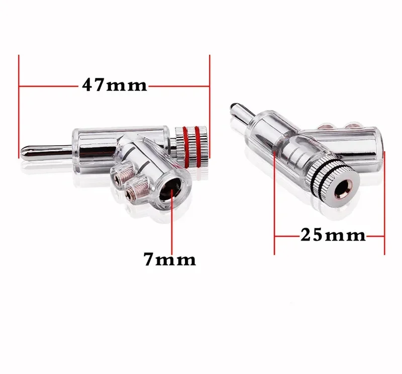 Wtyczka bananowa Hi-End miedź do głowicy 4mm samoblokujące złącze głośnika wzmacniacz Audio typ pistoletu w kształcie litery Y Adapter złoty srebrny