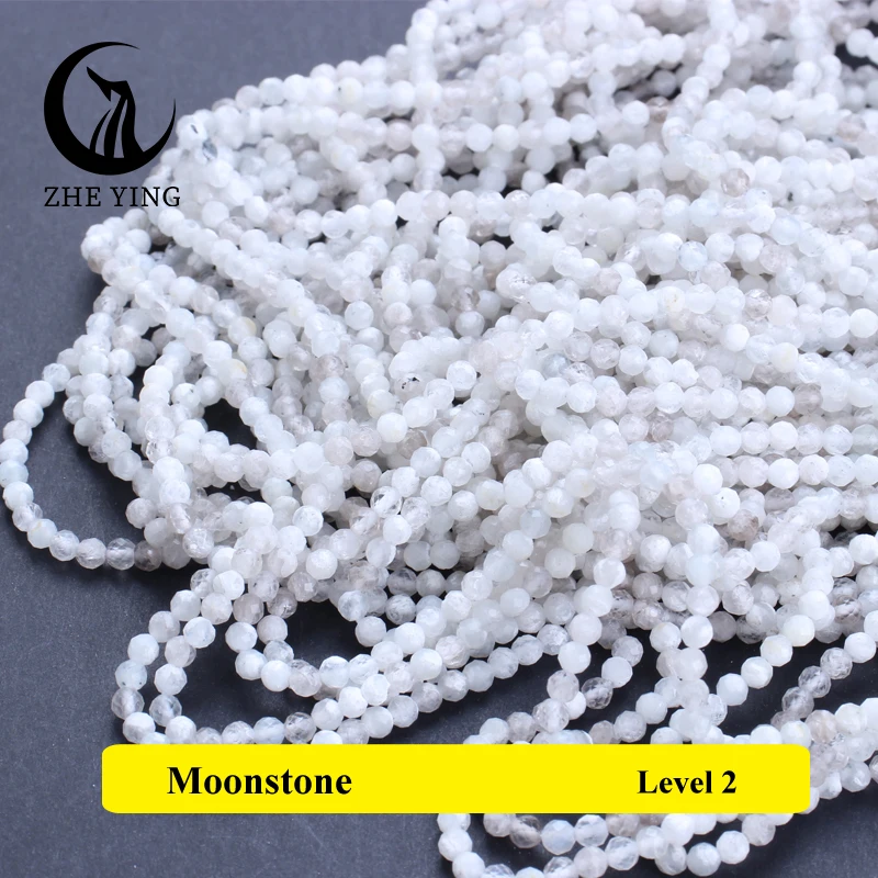 3mm Natural Faceted Blue Stone Beads Apatite Moonstone Loose Spacer Beads for Jewelry Making DIY Bracelet Necklace Accessories