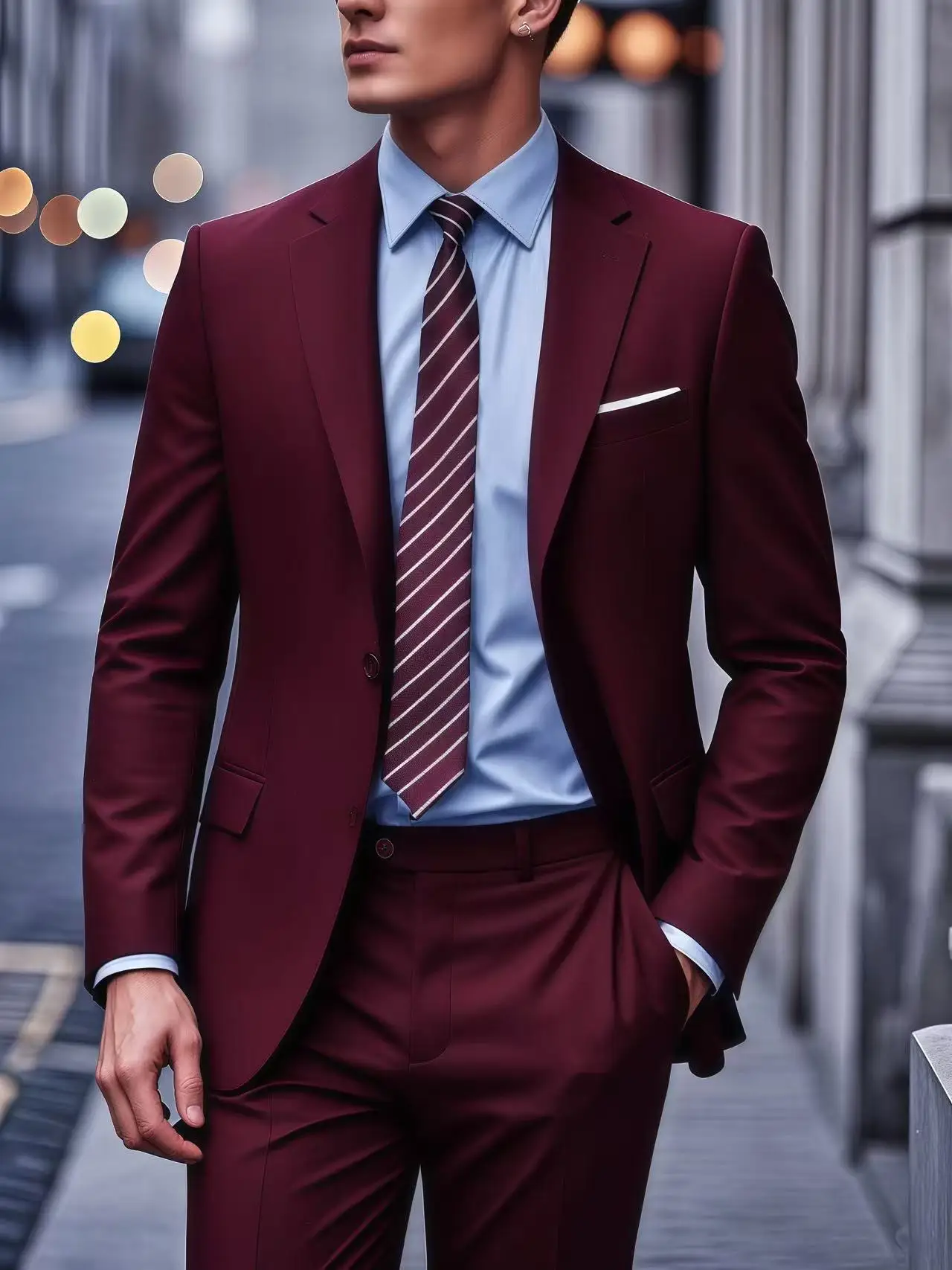 

[Business Suit]Men's 2pcs Suit Set - Stylish Formal Wear for Special Occasions