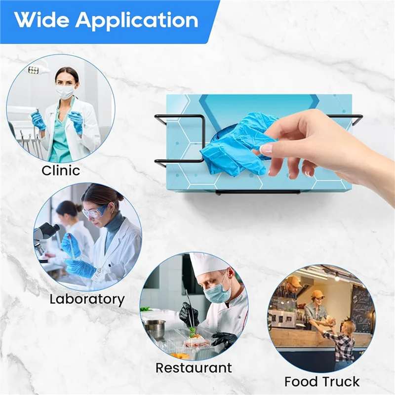 

A47U Glove Box Holder Wall Mounted Disposable Glove Dispenser, Metal Glove Rack For Rubber Glove Organizer Facial Tissue,4Pcs
