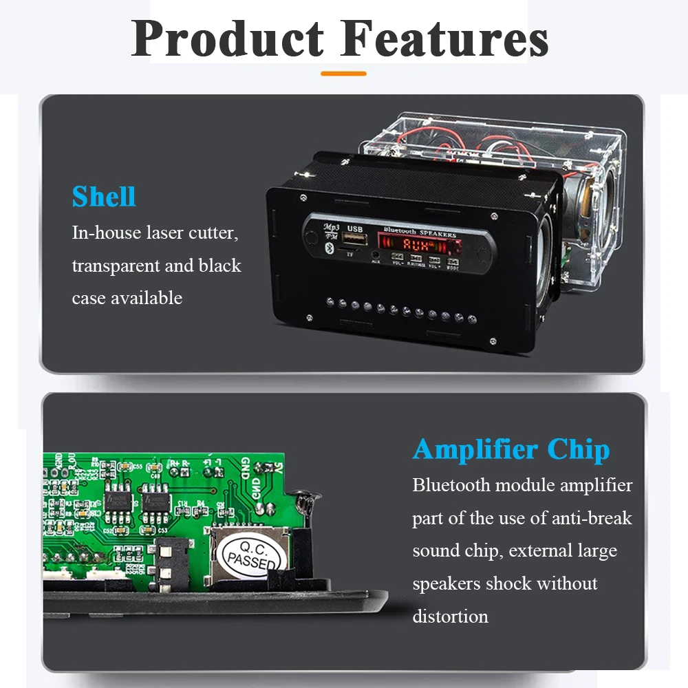 DIY Bluetooth Speaker Kit with FM Radio DIY Soldering Project Practice Solder Assembly DIY Electronic Kit Component 2*3W Speaker