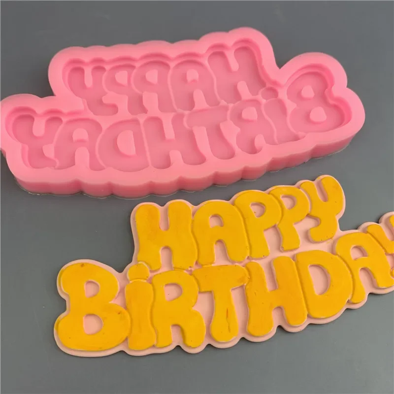 Silicone 3D Happy Birthday Letters Numers Mold  Ice Jelly Chocolate Mold Birthday Cake Decorating Tool Mould Cake pan Bento cake