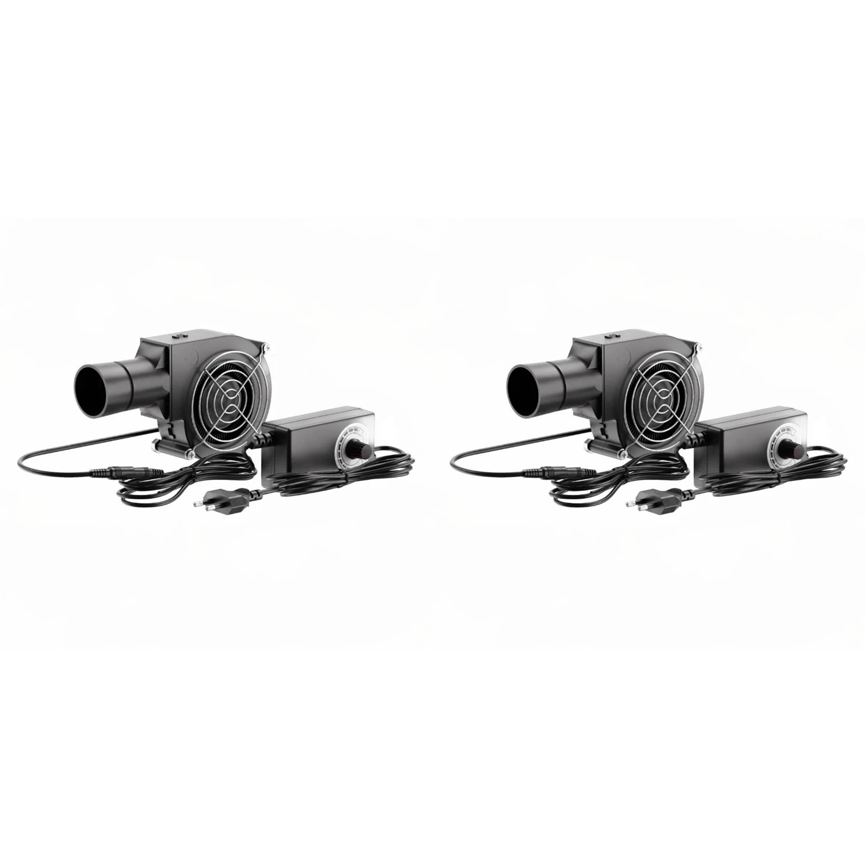 

AB34-2Pcs 97MM Turbo Blower Fan 12V DC Female Connector Centrifugal Cooling Fan AC220V Power Adapter Adjustable Speed EU Plug