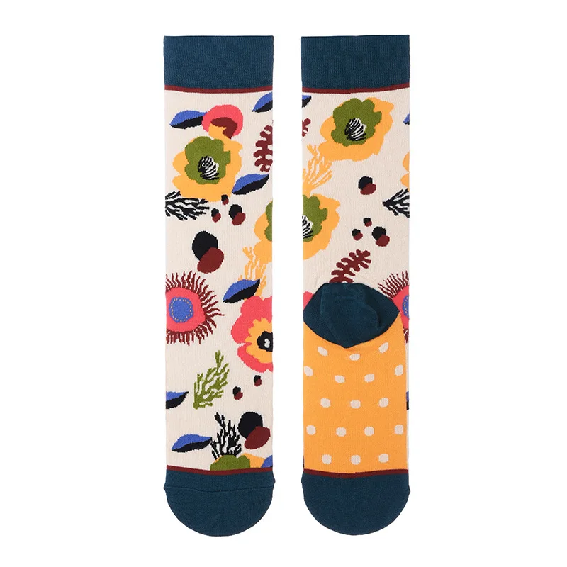 Calcetines de algodón con grafiti, medias rectas de moda con personalidad, planta, cactus