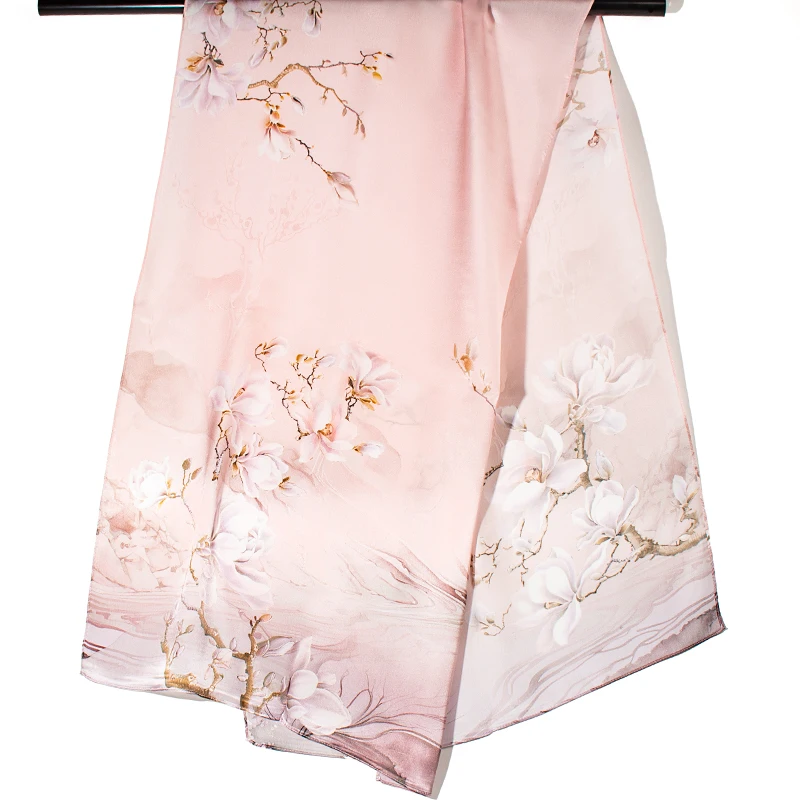 Silk Scarf Women Shawls Female Fashion Flowers For Traveling Sun Protect Sunscreen Beach Scarves Air Conditioning Wraps Luxury