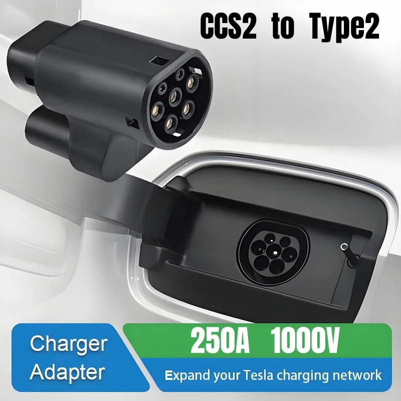 CCS2 إلى نوع 2 تسلا EV مهايئ شاحن CCS كومبو 2 EV شحن محول لنموذج S/X شحن السيارة الكهربائية