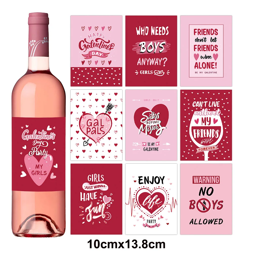 Valentine’s Day Wine Bottle Label Sticker Valentine’s Love Theme Label Sticker Happy Valentine Wine Bottle Decor Valentine Decor