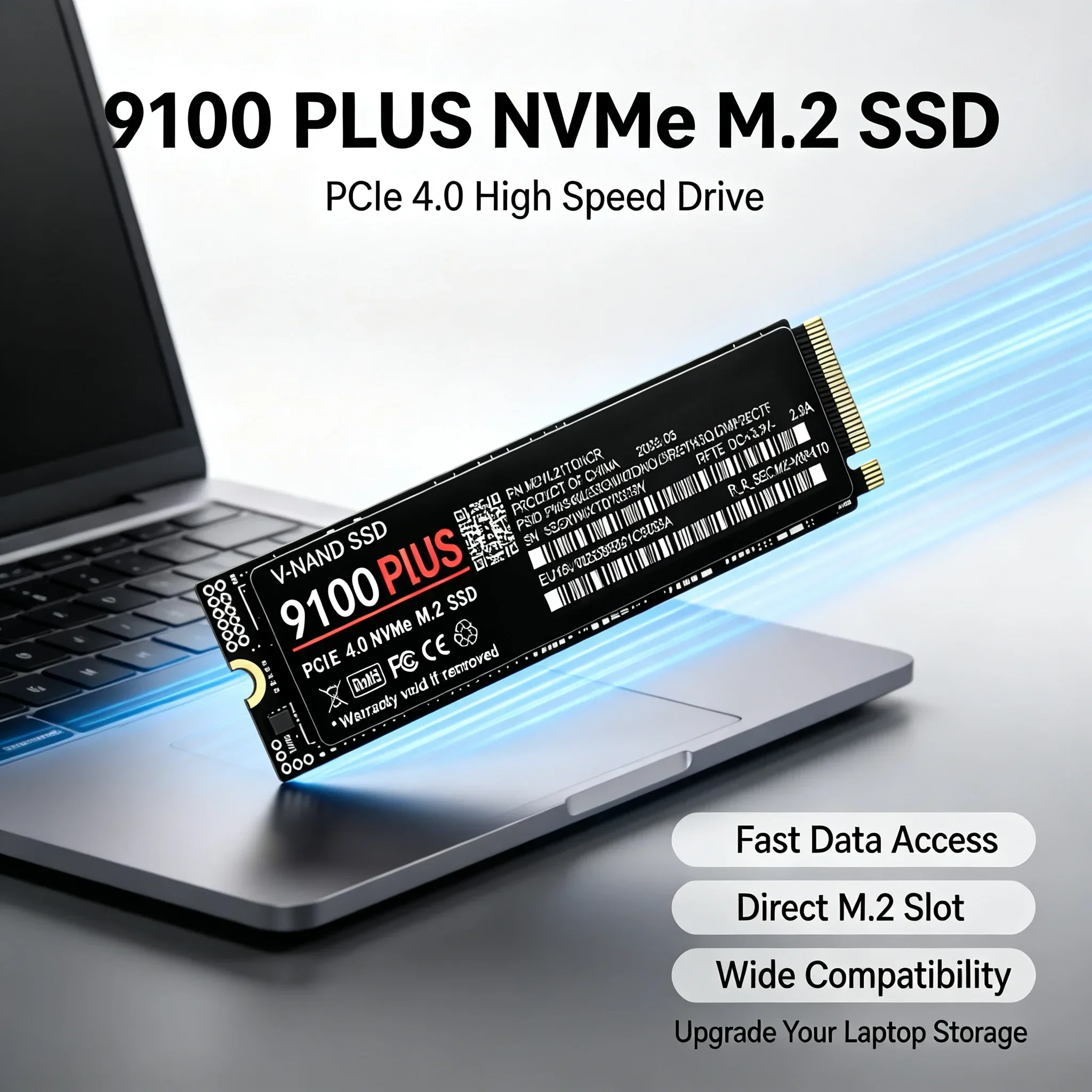 M.2 NVMe SSD 9100 PLUS PCIe Gen4.0  TLC 3D NAND 500GB 1TB 2TB 4TB 2280 Internal Solid State Drive for PC Laptop