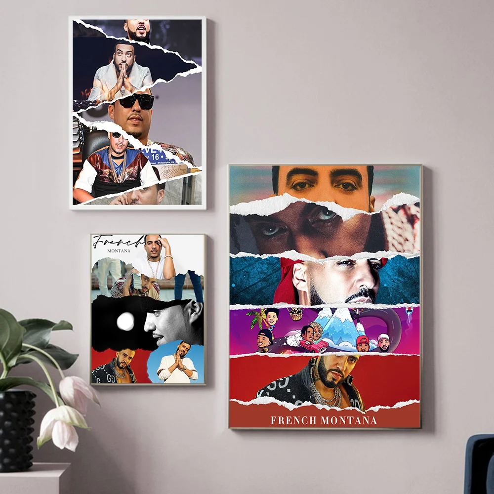 French Montana Rapper Wall Art Print Picture Star Photo Poster Singer Rap Music Modern Canvas Painting Bar Pub Club Home Decor