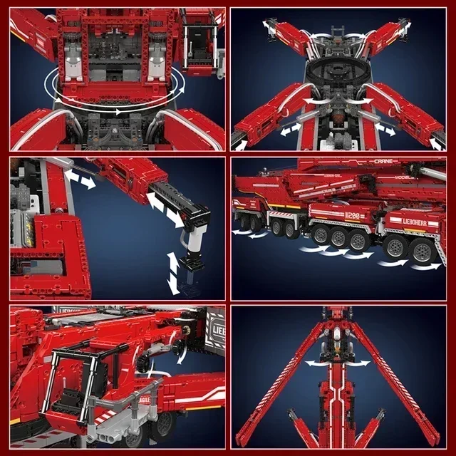 MOULD KING 17008 Moter Power APP Remote Control Liebherred 11200 Mobile Crane MOC Building Blocks Set Construction Toys 8506pcs