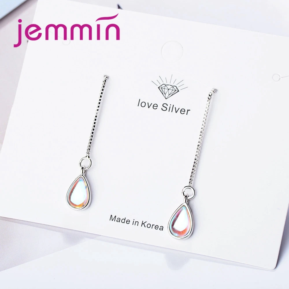 شخصية 925 فضة قطرة الماء شكل أوبال حجر إسقاط أقراط للمرأة الفتيات الذكرى حفلة الأزياء والمجوهرات هدية #4