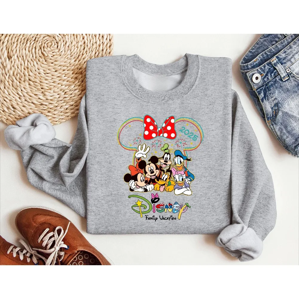 Bluza z nadrukiem Disney Mickey z 2025 roku, luźna odzież sportowa dla dziewczynek w stylu amerykańskim, ciepła na jesień i zimę, inspirowana stylem ins.