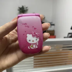 Sanrio Kawaii Hello Kitty Flip Phone Female Ultra-small Mobile Version Of Personality Mini Cute Pocket Mobile Phone W88 Kid Toy