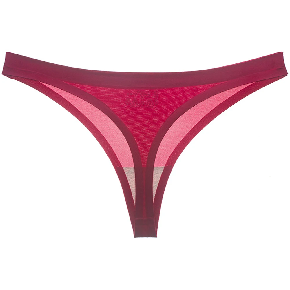 

Transparent Ice Silk Thong Sexy Bikini Lingerie Women Panty G-strings Seamless Underwear Low-Rise Breathable