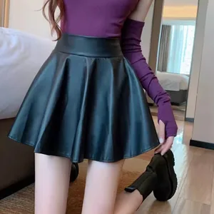 Mini short skirt elastic multipurpose female, synthetic leather skirts, high waist, skateboarder work, nightclub 11 Main Sales Skirt Women's Leather - №5