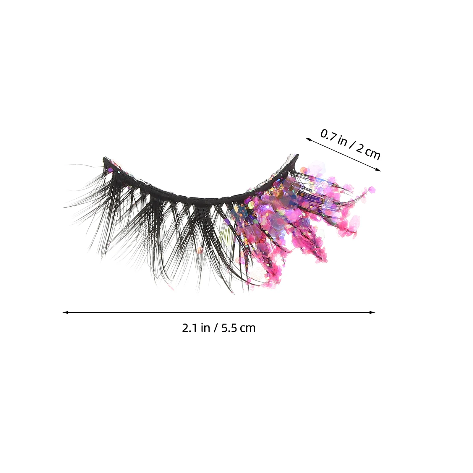 2pcs Glitter False Eyelashes Luminous Colored Lash Clusters Reusable Natural Looking Makeup Eyelashes For Women Cosplay Strip
