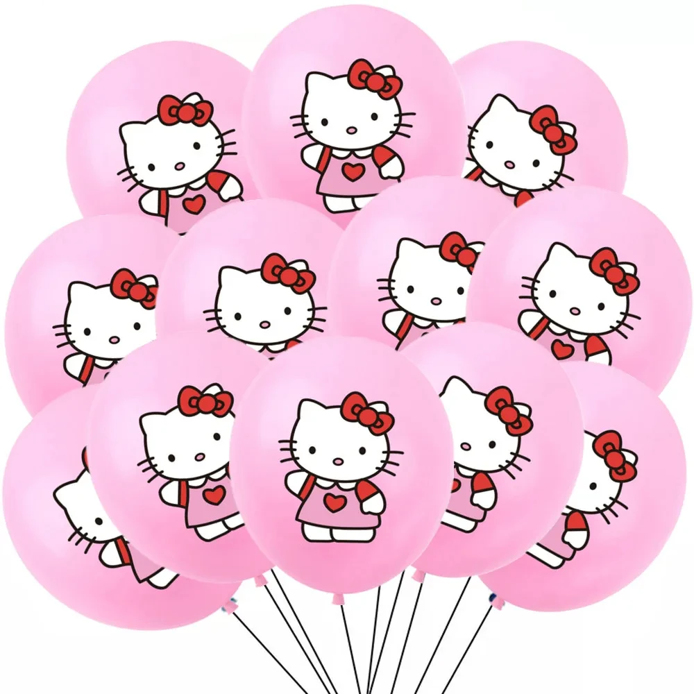 12pcs/set Hello Kitty Latex Balloons Cute Cartoon Sanrio Girls Boys Birthday Party Wedding Anniversary Decoration Kids Toys Gift