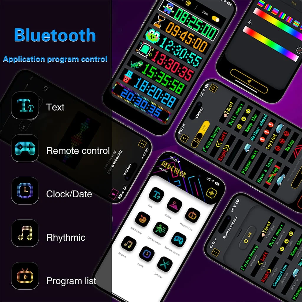 LED Matrix Pixel Panel, Scrolling LED Sign APP USB 5V Flexible Addressable RGB Pattern Graffiti Scrolling Text Animation Display