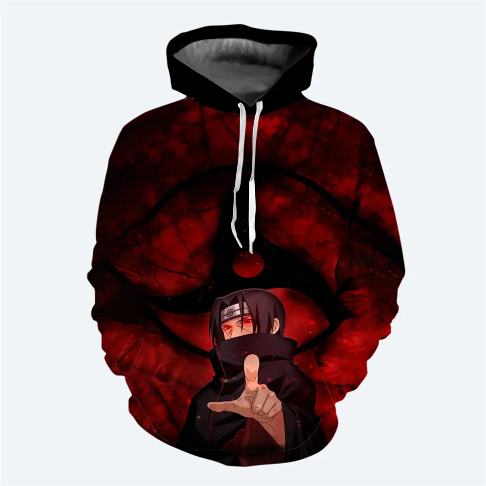 Akatsuki Boys and Girls Hoodie Uchiha Itachi Men's Hoodie Oversized 3D Print Pullover Naruto Men's Hoodie MINISO Men's Clothing