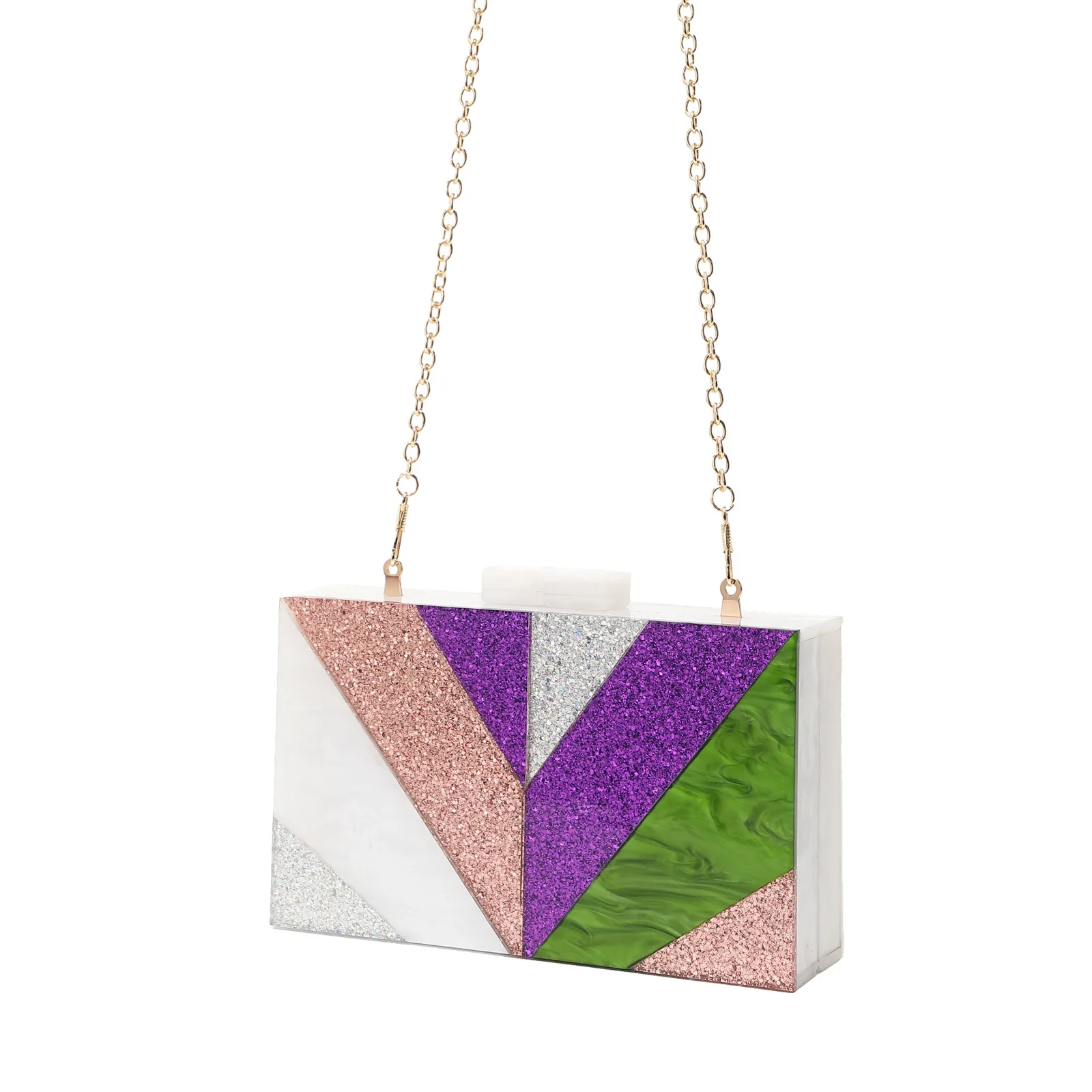 

Женская акриловая сумка для ужина из саржи, модная трендовая сумка-мессенджер с цепочкой, гламурный вечерние клатч с блестками, Bolsas Grife Luxo