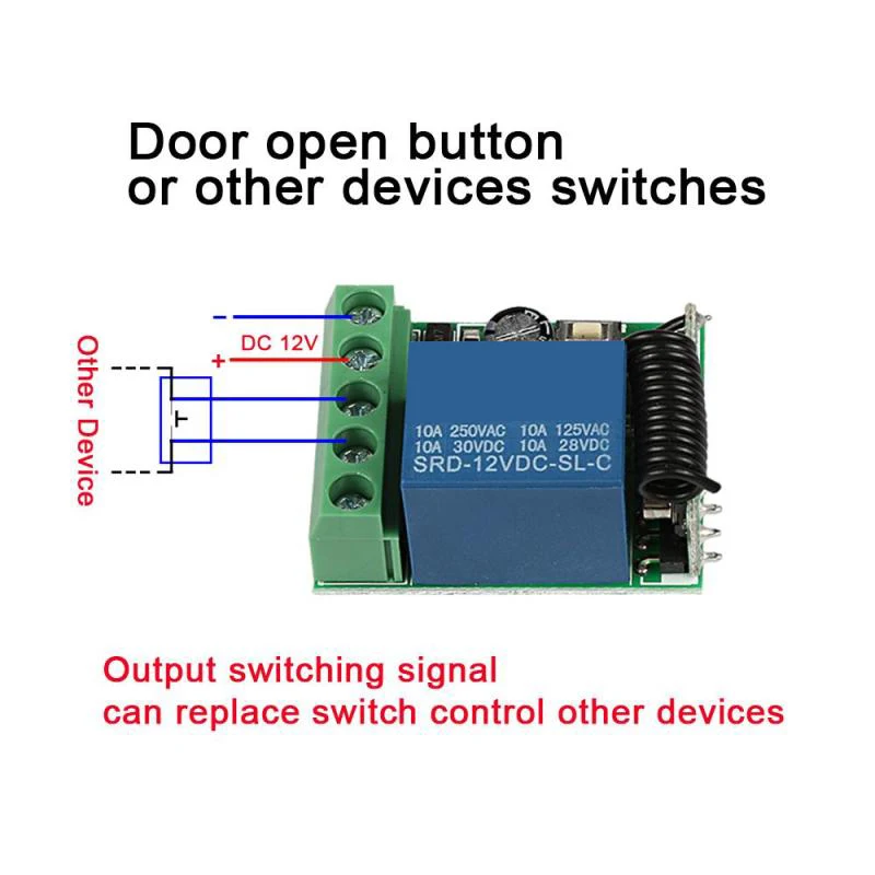 

B94A 2 Pcs Universal 433 Mhz 1 Channel Remote Control Switch Mini Wireless Relay Receiver, DC 12V & AC 220V