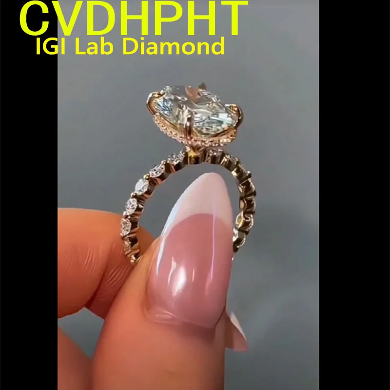 

3Ct D VS1 Oval cut Lab Grown diamond Ring Engagement Ring solid 18K Gold Custom Classic wedding ring ﻿