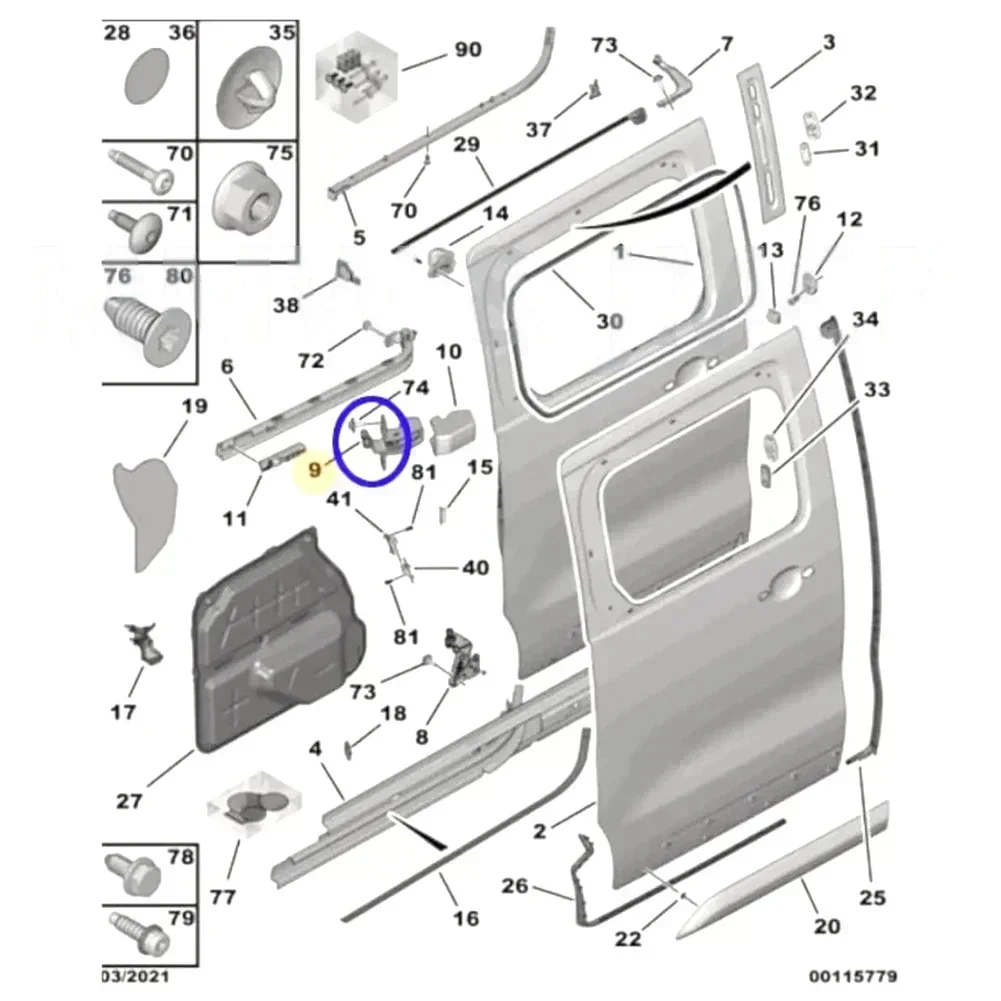 Traveller-Roulette de porte marketcentrale, tiges, Fiat, Scudo 2016-2023, Jumpy, DisTecOd 2016-2023, 980807488