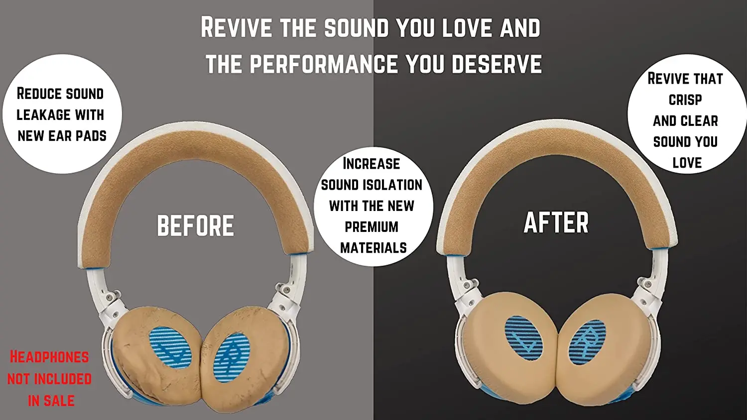 Carberon Сменные амбушюры для Bose SoundLink On-Ear(OE)/SoundTrue On-Ear(OE)/On-Ear 2(OE2) наушники (бежевый)
