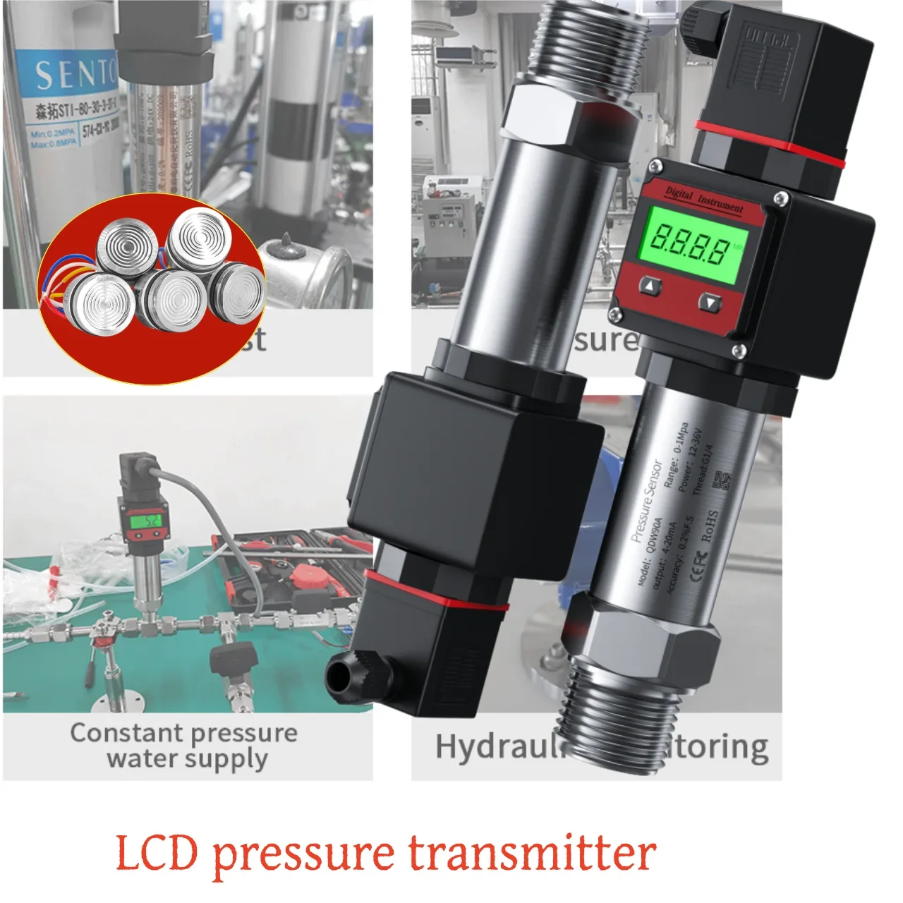 

LCD Display G1/4" Pressure Transmitter Sensor 4-20ma 0-10V Pressure Transducer rs485 Sensor Transmitter