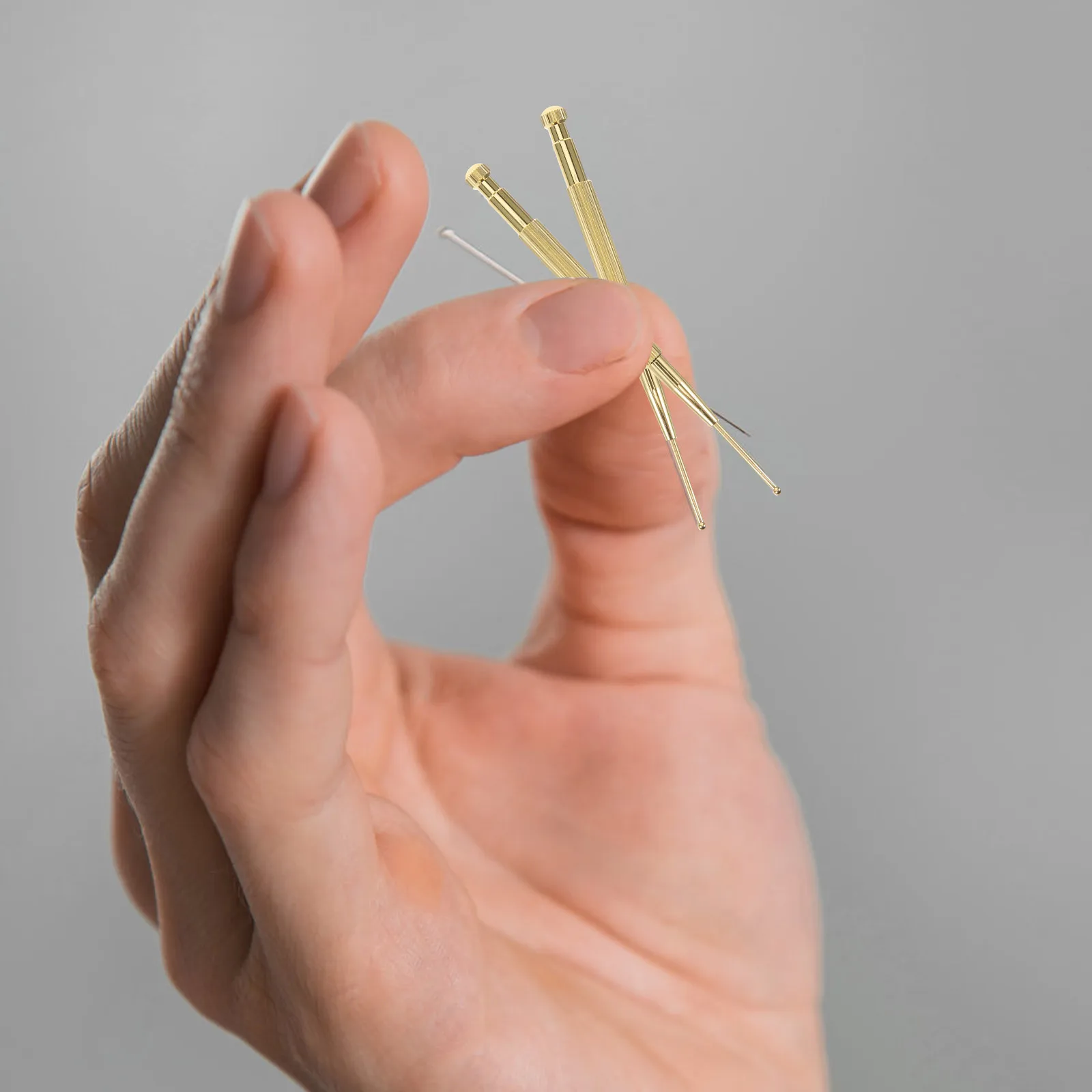 

2 шт., точечный зонд для акупунктуры ушей, медный пружинный стимулятор тела, ручка для акупрессуры для триггерной терапии, точечные инструменты