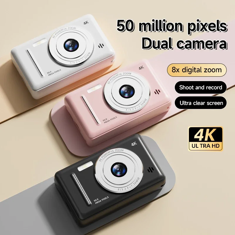 4K Digital Camera Retro CCD Portable Card Camera Entry-level Camera Dual Camera Flash 50 Million Pixels Auto Focus 2025 New