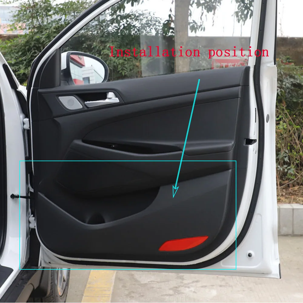 For Hyundai Tucson 2019 2020 2021 Car Handrail Armrest Door Window Glass Switch Panel Trim Stick Frame Kick Pad Molding 4PCs