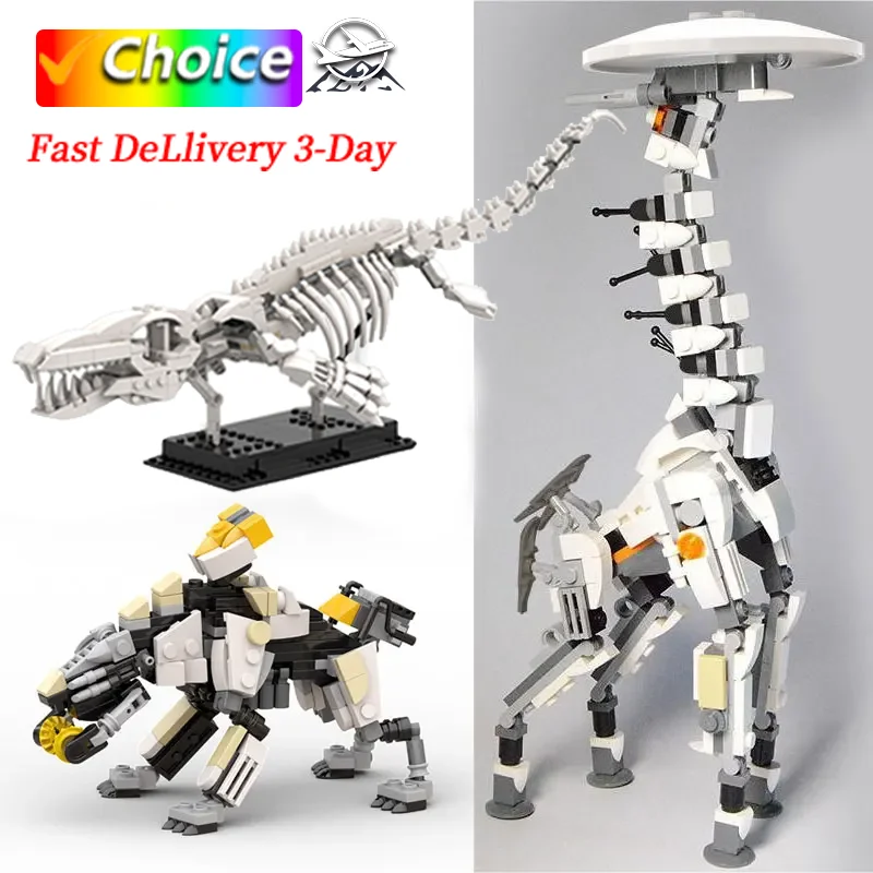 Moc Horizon Zero Dawned Shell Walker Long-necked beast saboteur building blocks Game Figure Mech Monster Dragon bricks toys gift