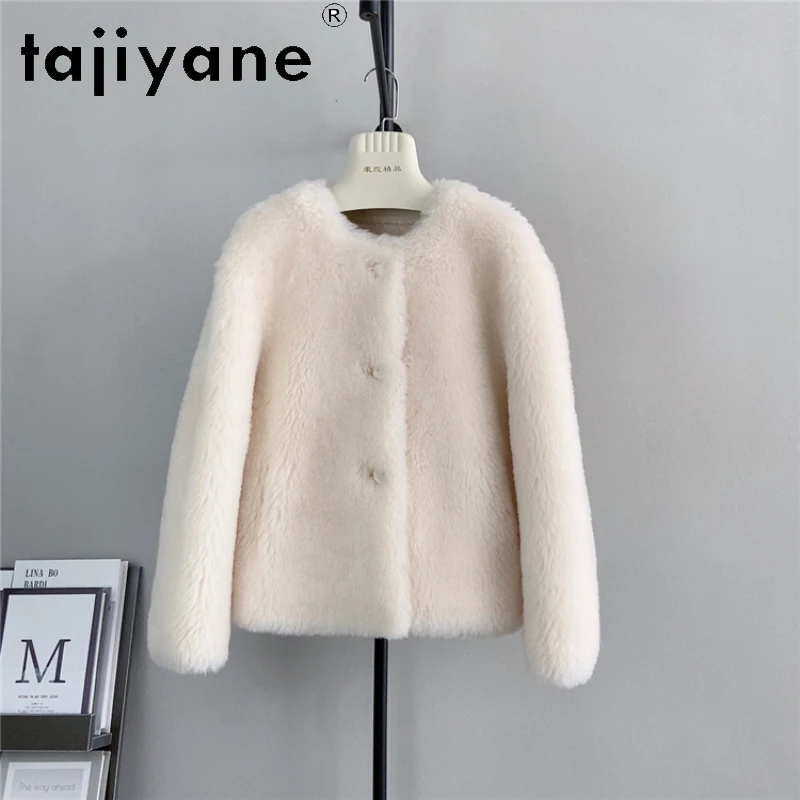 

Tajiyane Short 100% Wool Coats for Women Elegant Sheep Shearing Jacket Autumn and Winter Single-breasted Fur Coats Abrigos