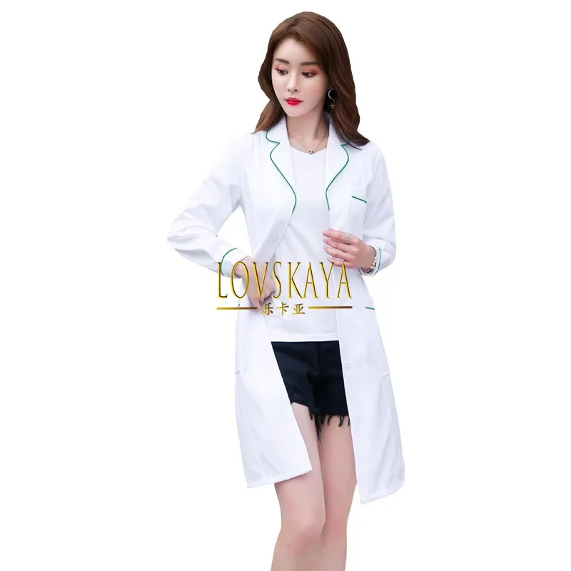 Nurse uniform long sleeved white coat women short sleeved summer dress beauty salon work uniform