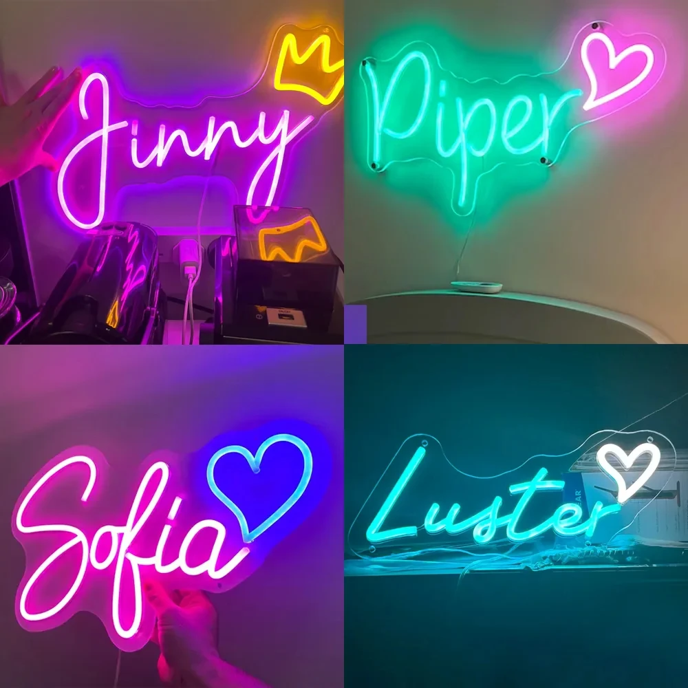 Personalized Name LED Neon Signage Custom Neon Signage USB Multi Font Color For Weddings Birthday Party Bedroom Decoration Gifts