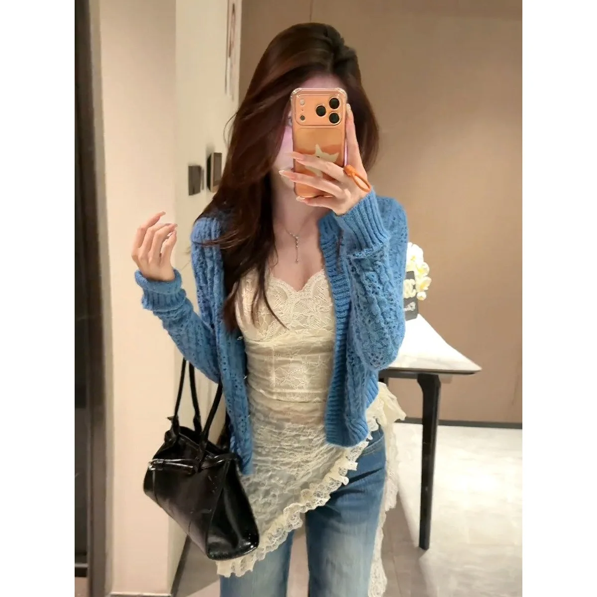 Soft Style Short Pure Color Knitted Open Cardigan Women's Loose Fit Slimming Sweater Jacket Top Casual Fashion Spring Wear