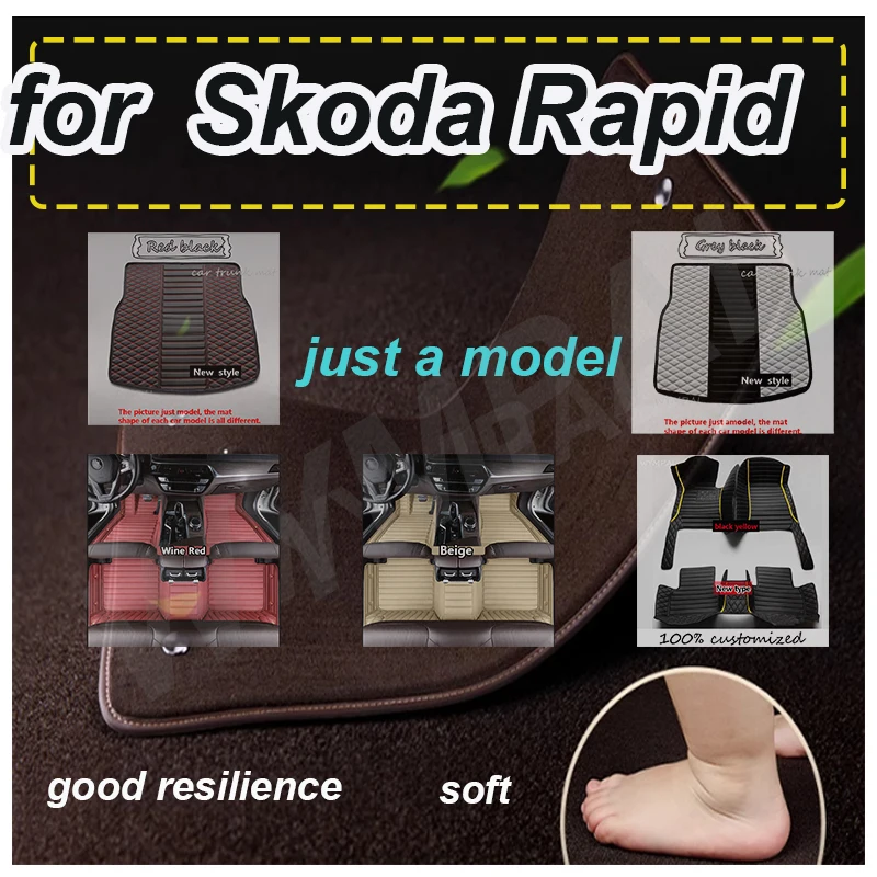 

Роскошные автомобильные коврики для Skoda Rapid 2013 2014 2015 2016 2017 2018 2019 2020, пользовательские автомобильные подушечки для ног, ковровый чехол для салона