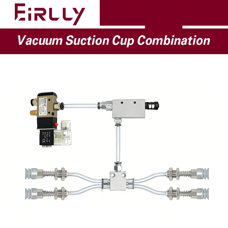 

Pneumatic robotic arm vacuum suction cup assembly metal bracket air exhaust vacuum generator solenoid valve combination